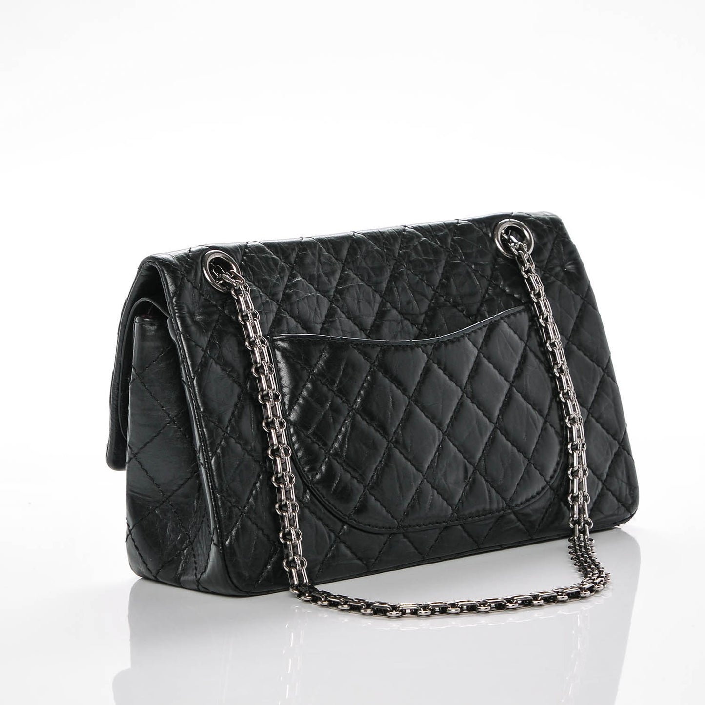 Aged Calfskin Quilted 2.55 Reissue 225 Flap Black