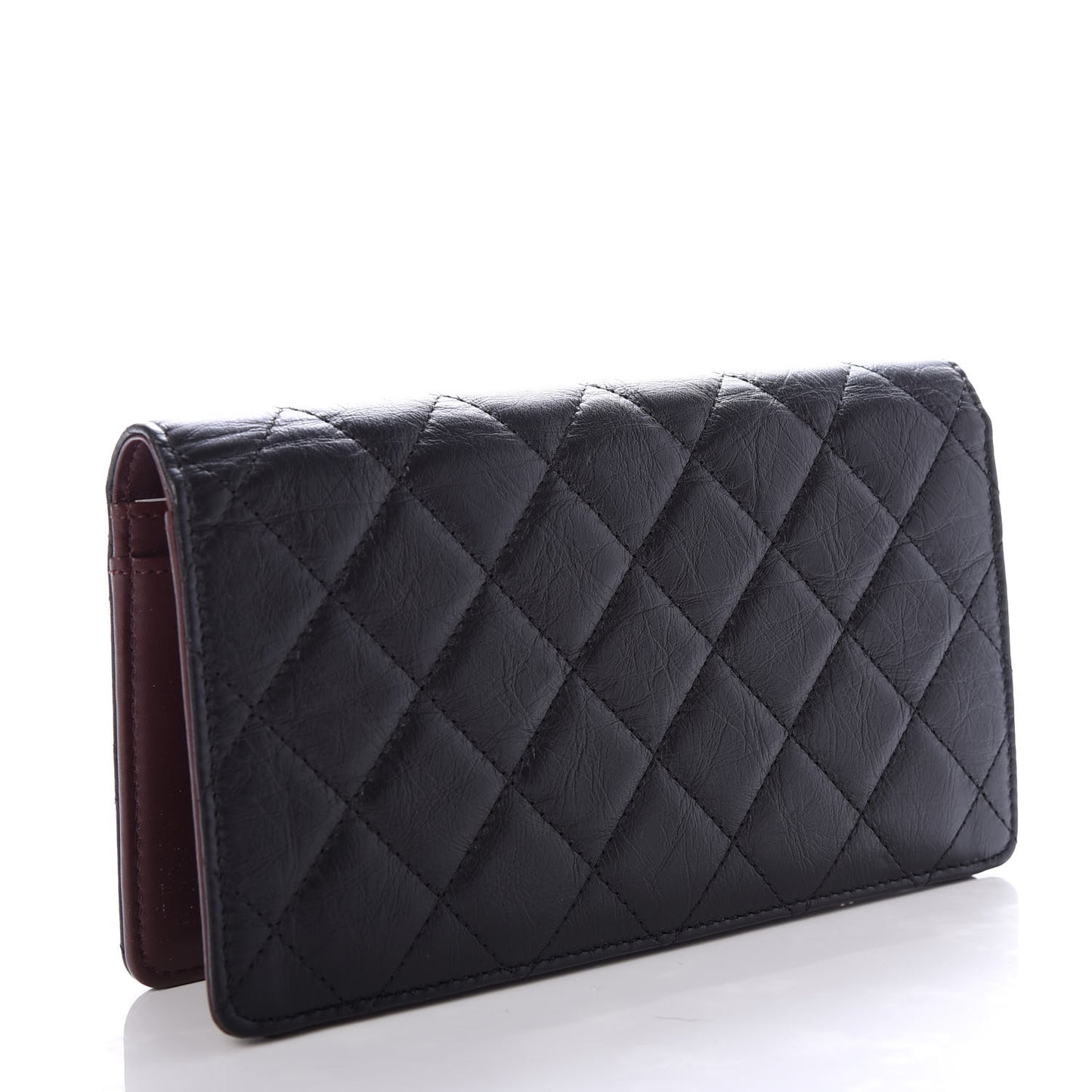 Aged Calfskin Quilted Reissue Yen Wallet Black