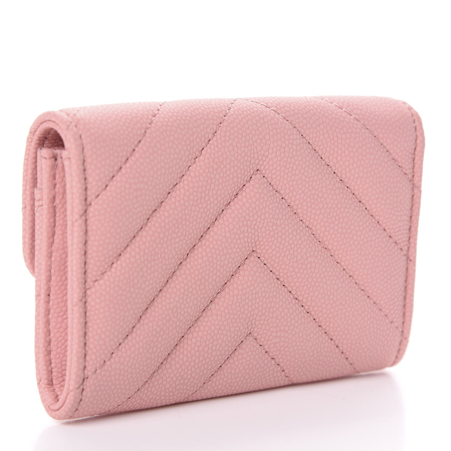 Chanel Matte Caviar Chevron Quilted Flap Card Holder Pink 3 of 8