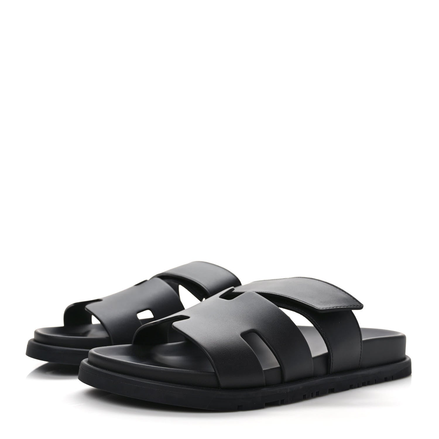 Hermes Calfskin Womens Chypre Sandals 39.5 Black 3 of 9
