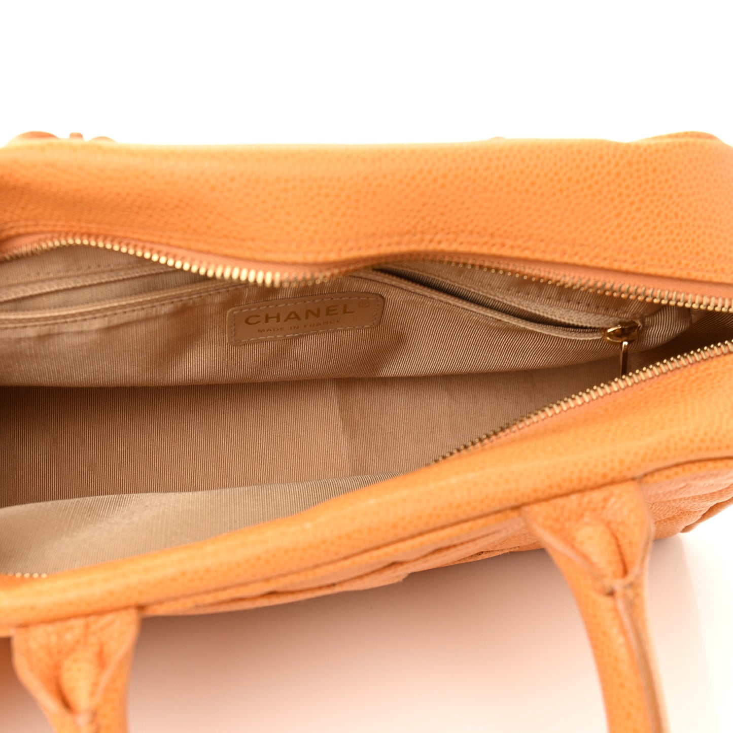 Caviar Quilted Small Bowler Orange