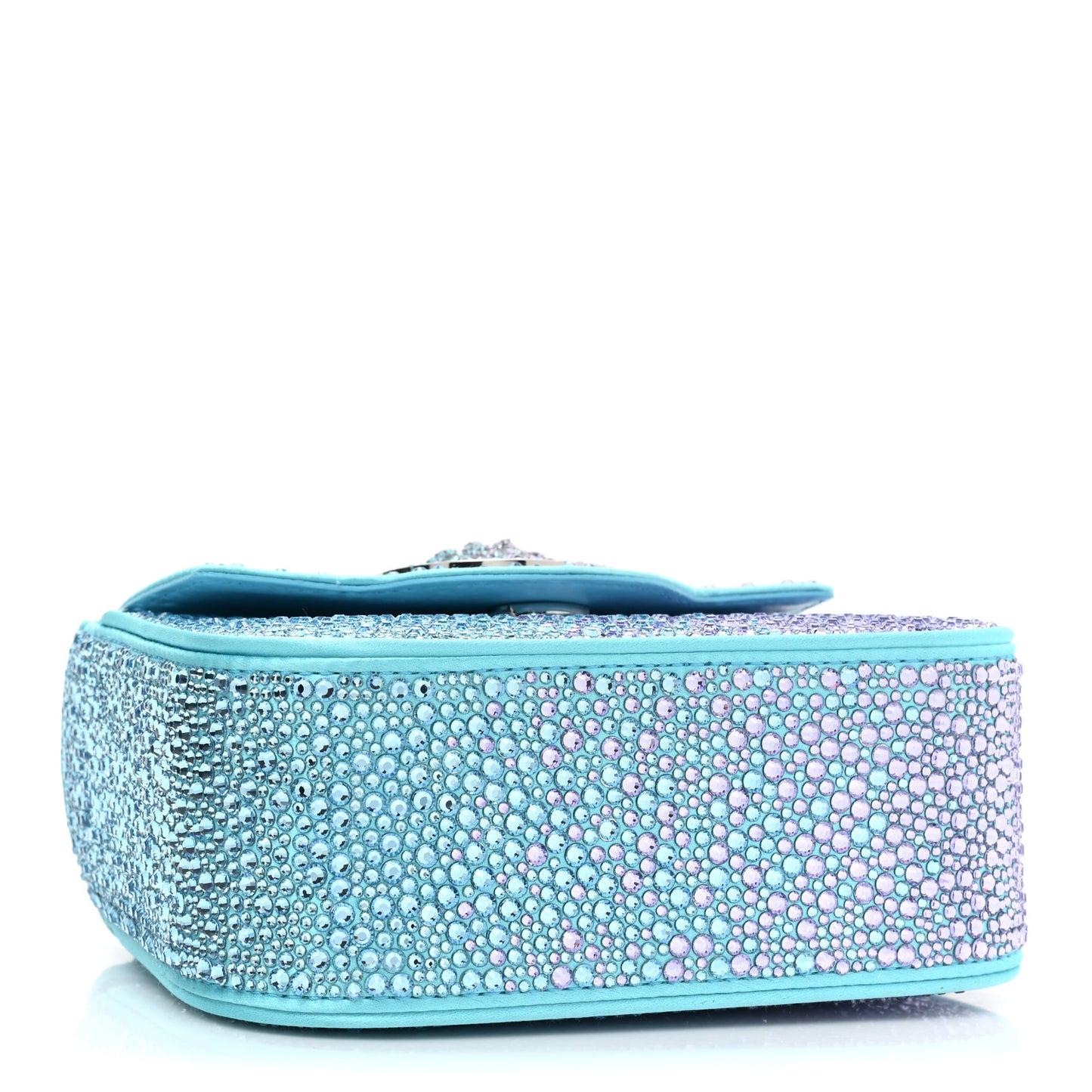 Satin Crystal Studded Mini La Medusa Bag Blue