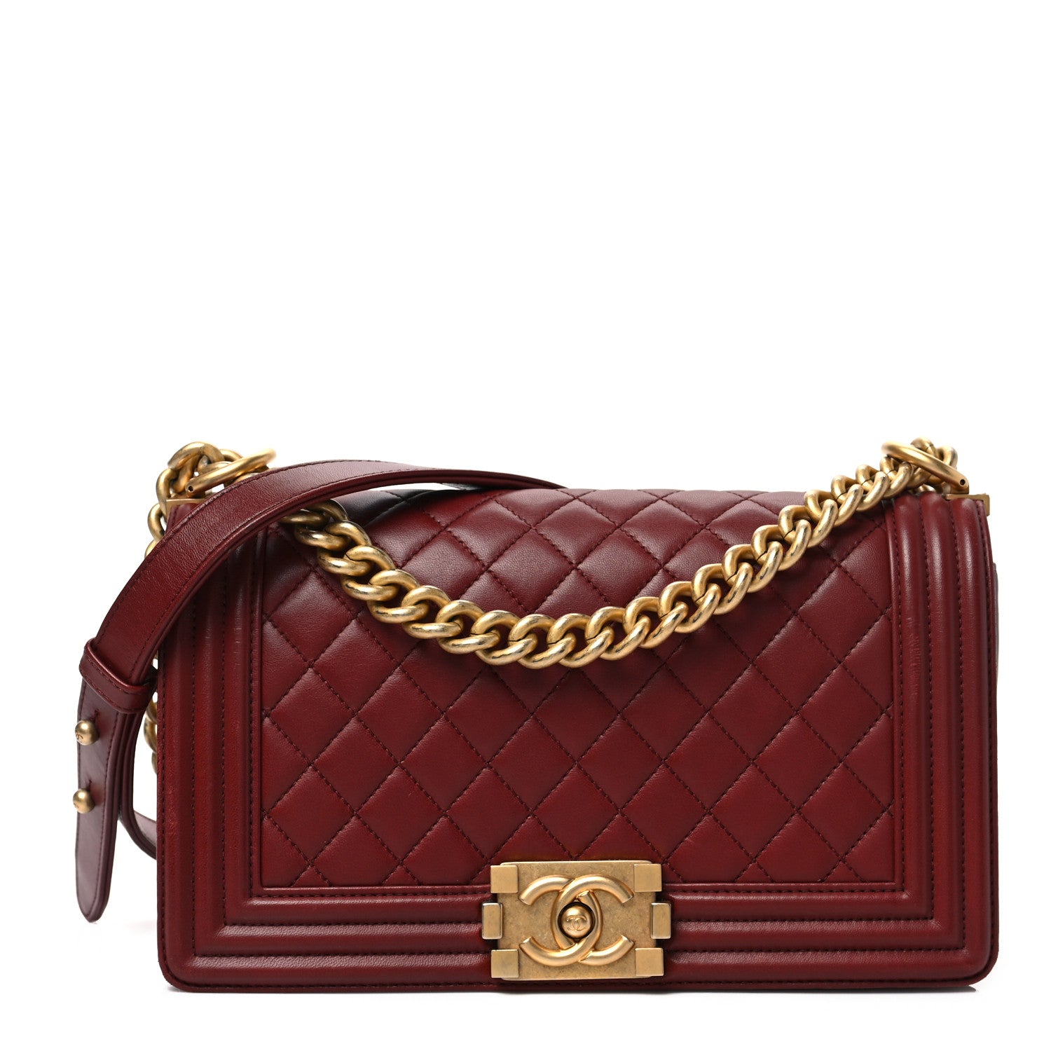 Chanel Lambskin Quilted Medium Boy Flap Burgundy 1 of 7