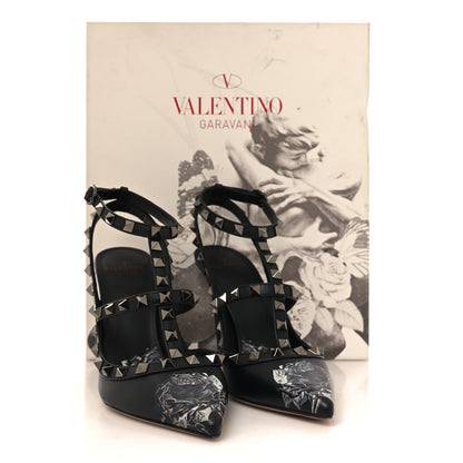 Valentino Garavani Calfskin Nappa Rockstud Undercover Ankle Strap 100mm Pumps 36 Black Grey 8 of 9