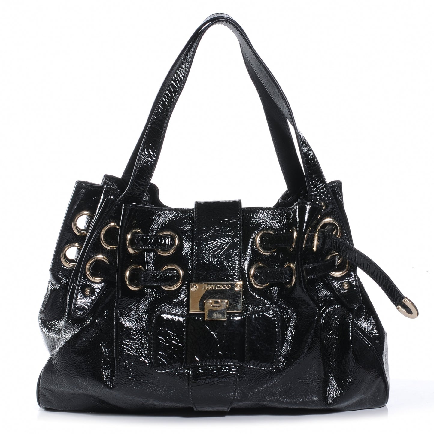 Crushed Patent Leather Ramona Tote Black