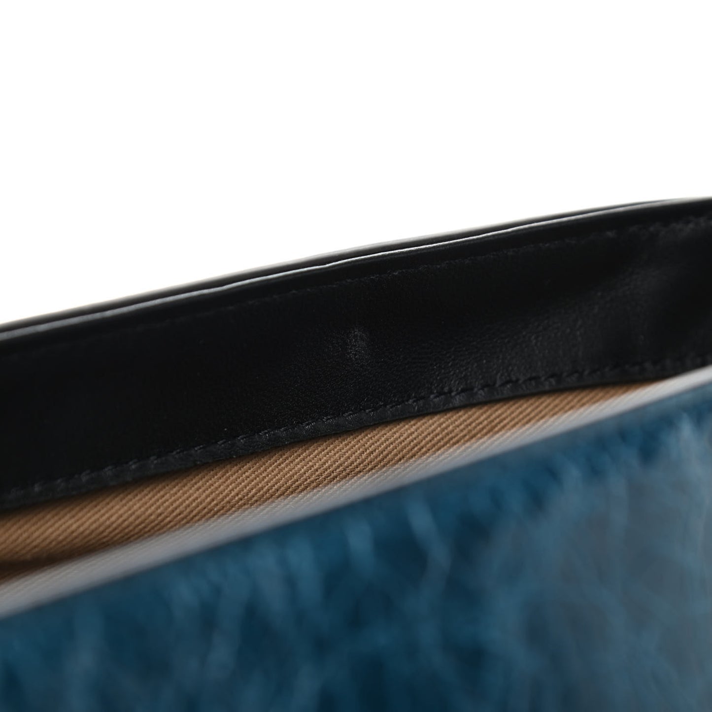 Creased Patent Calfskin Medium ID Flap Oil Blue