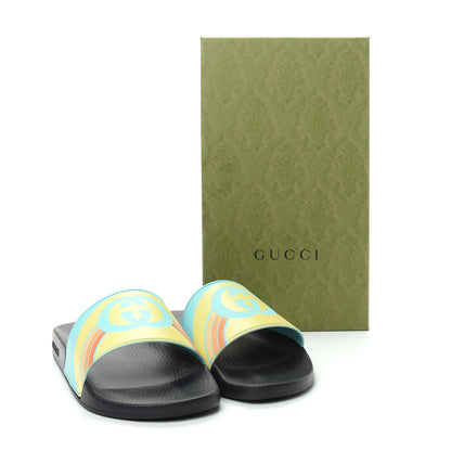 Gucci Rubber GG Rainbow Mens Pursuit Pool Slide Sandals 11 Aquamarine 10 of 10
