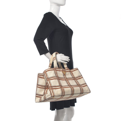 Prada Tessuto Stampato Plaid Tote Moro 2 of 25