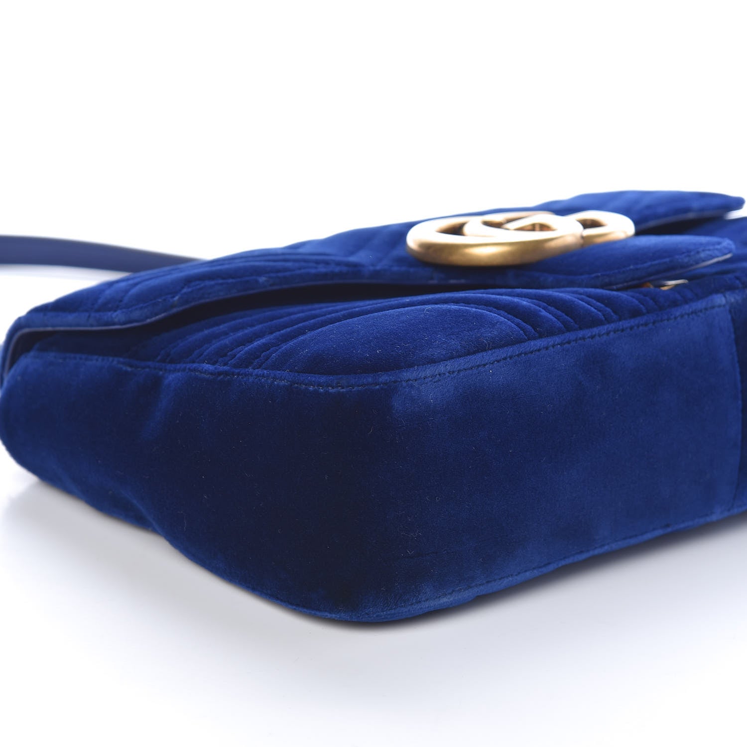 Gucci Velvet Matelasse Medium GG Marmont Shoulder Bag Cobalt Blue 8 of 10
