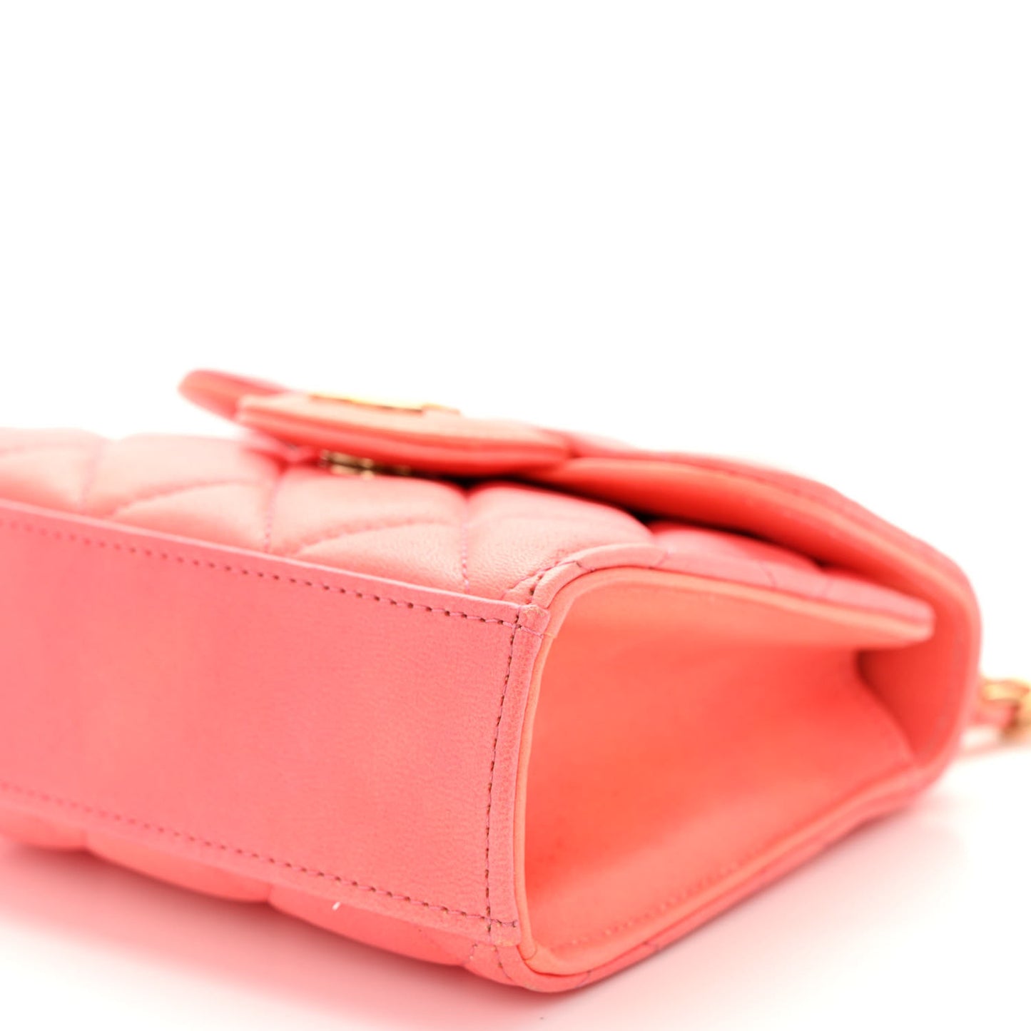 Lambskin Quilted Ombre Top Handle Flap Clutch With Chain Rose