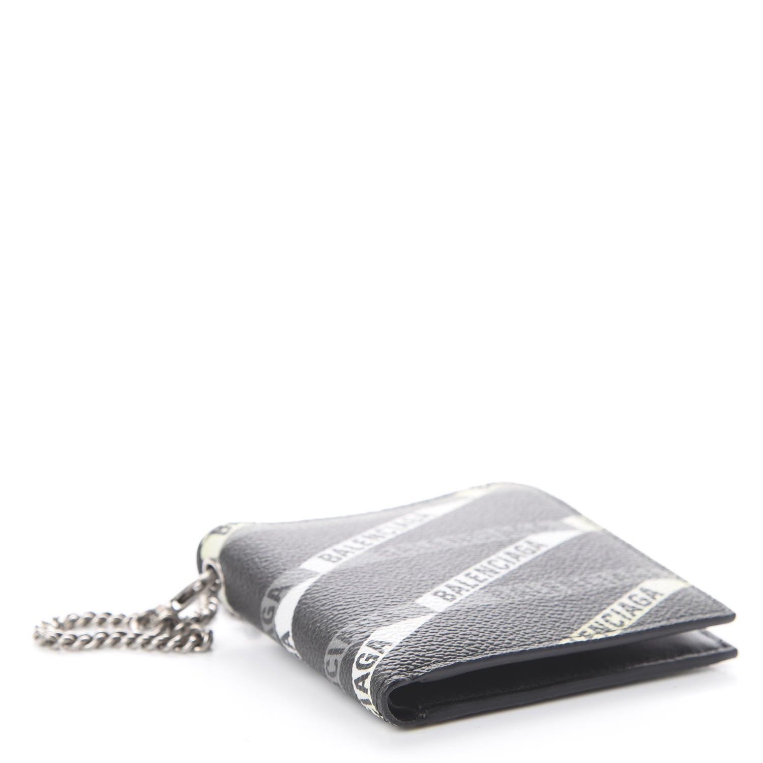 Balenciaga Coated Canvas Losange Monogram Bifold Chain Wallet Black Grey 3 of 5