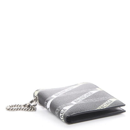 Balenciaga Coated Canvas Losange Monogram Bifold Chain Wallet Black Grey 3 of 5