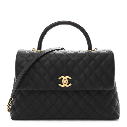 Chanel Caviar Lizard Quilted Medium Coco Handle Flap Black 1 of 11