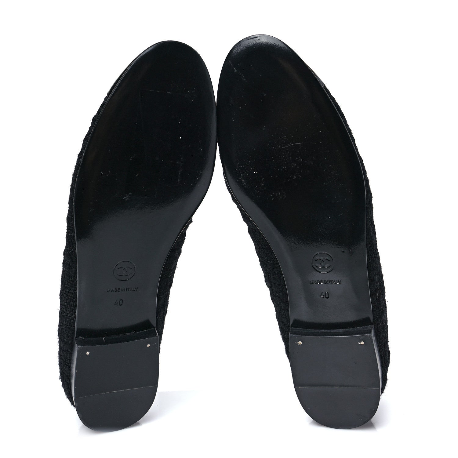 Chanel Tweed Patent Cap Toe Ballerina Flats 40 Black 5 of 8