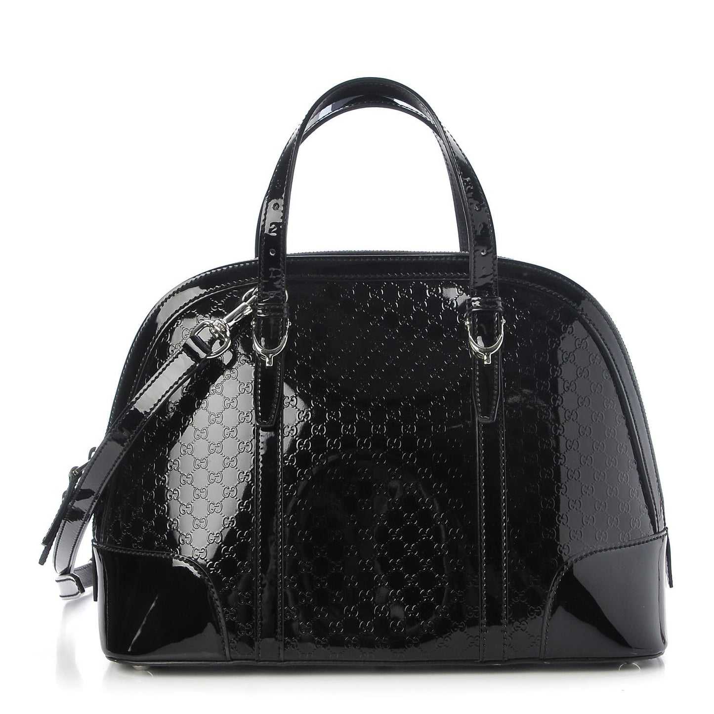 Patent Microguccissima Small Nice Top Handle Dome Bag Black