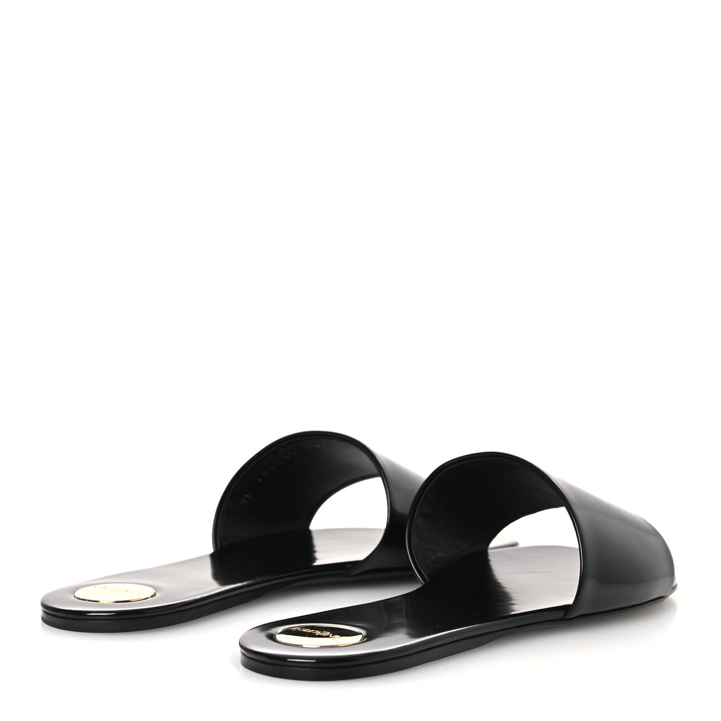 Patent Calfskin Carlyle Slide Sandals 38.5 Black