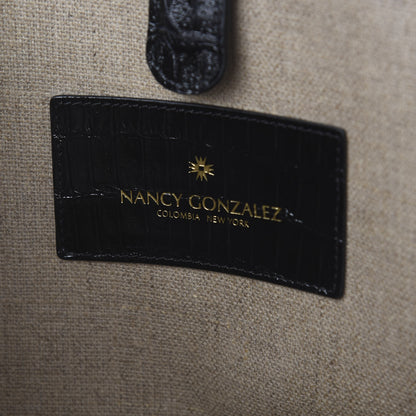 Nancy Gonzalez Raffia Crocodile Small Erica Shopper Tote Black 7 of 8
