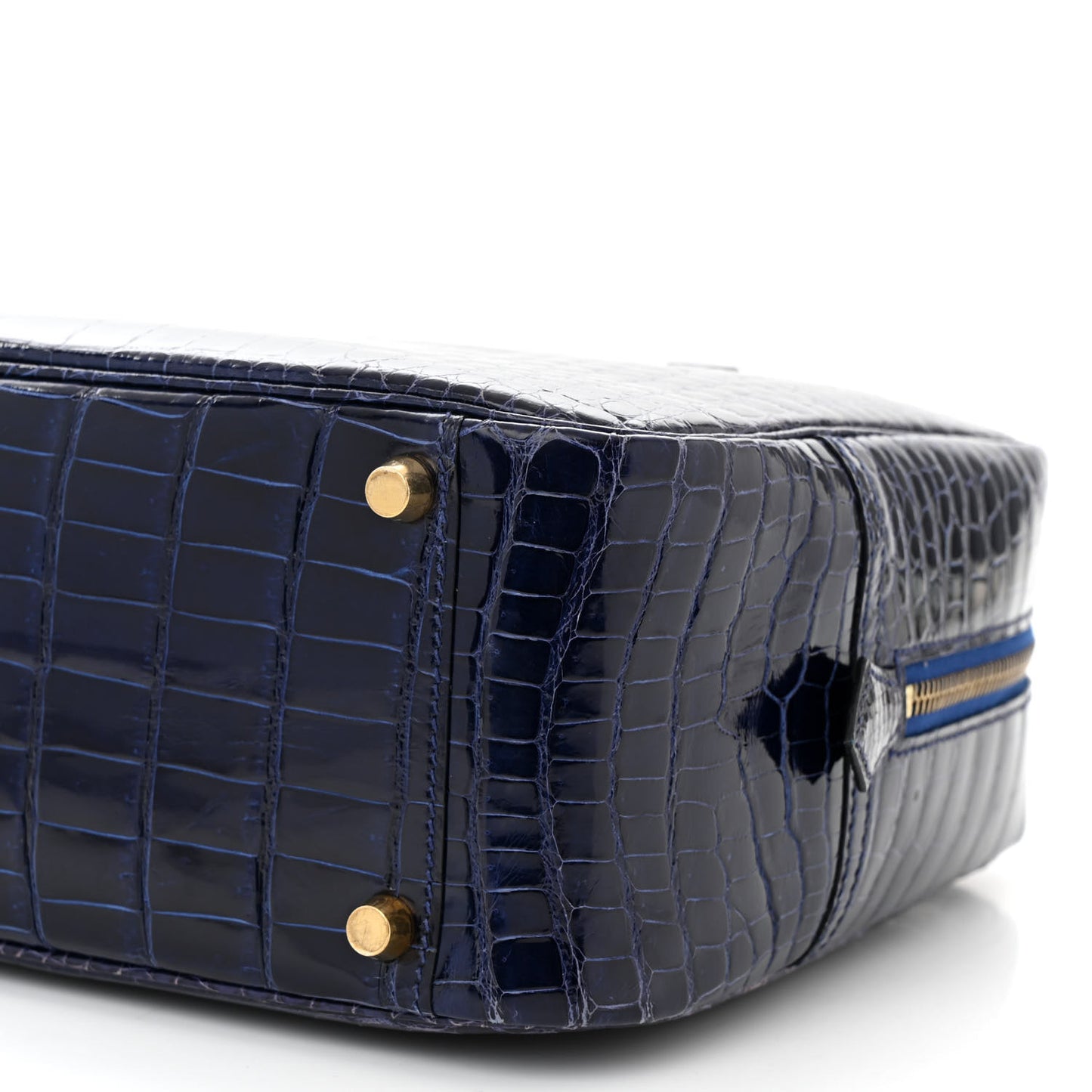Shiny Niloticus Crocodile Plume Bleu Encre