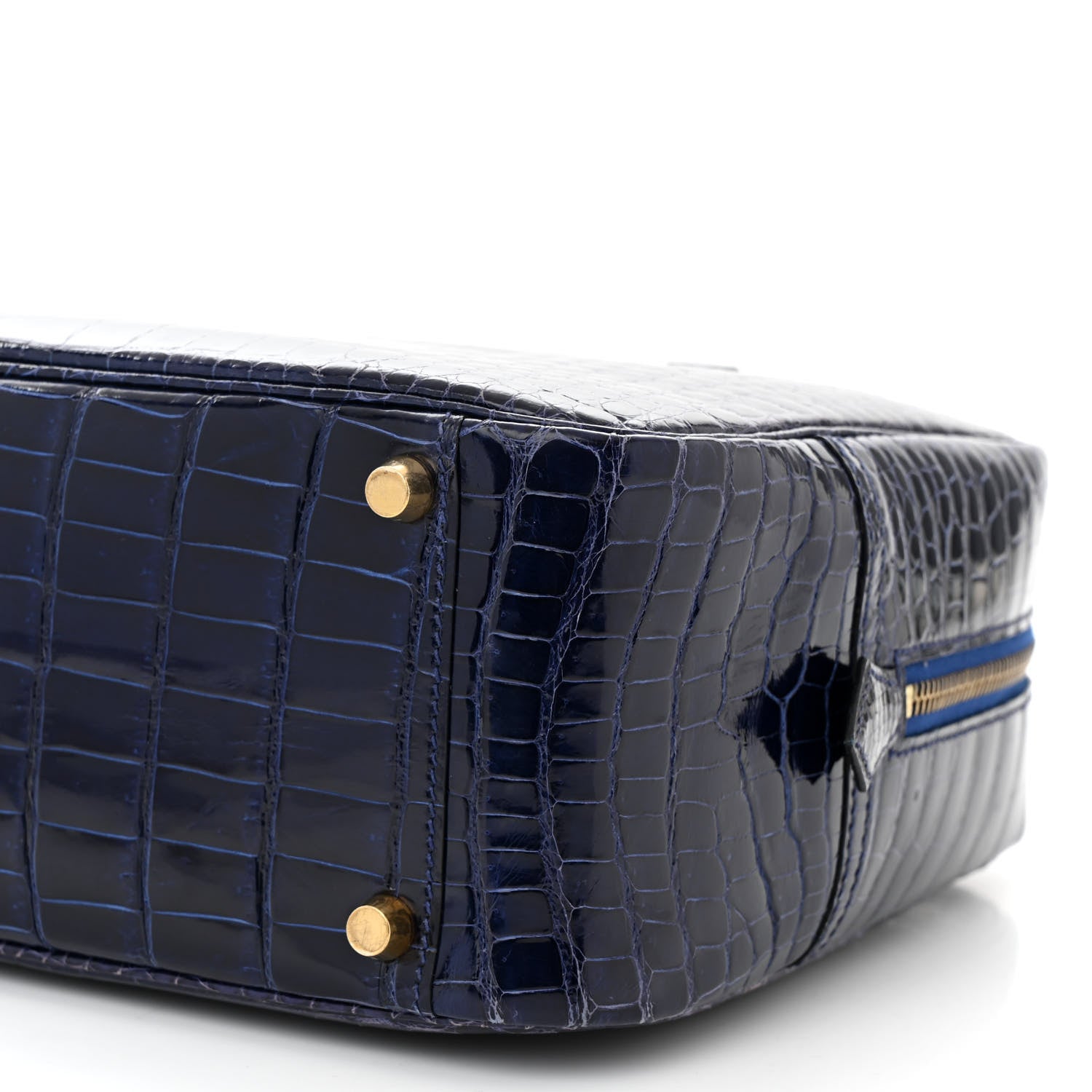 Hermes Shiny Niloticus Crocodile Plume Bleu Encre 10 of 11