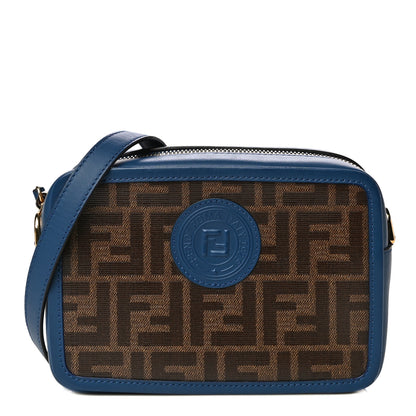 Fendi Glazed Fabric Vitello Century FF 1974 Stamp Patch Mini Camera Case Mogano Panna Iris 1 of 13