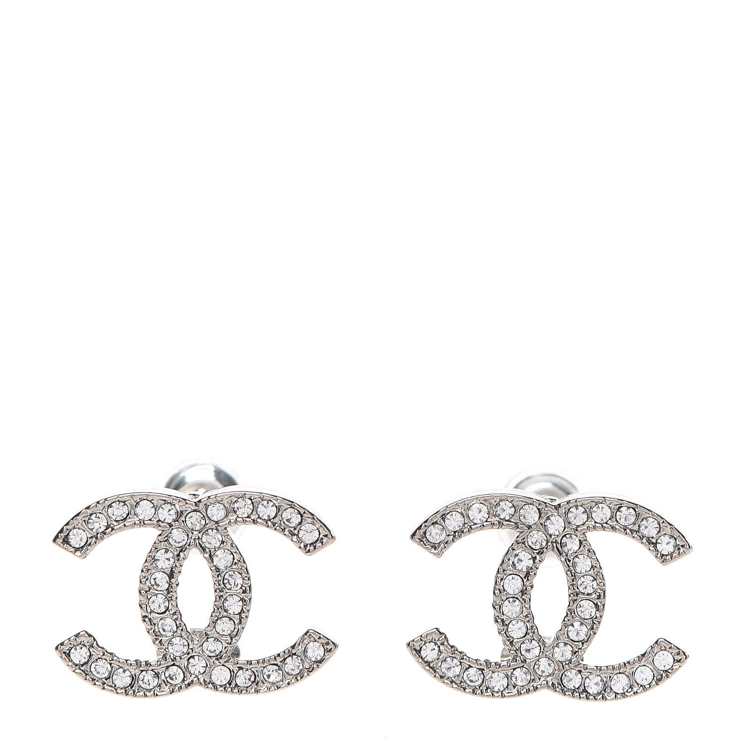 Chanel Crystal CC Earrings Silver 1 of 5