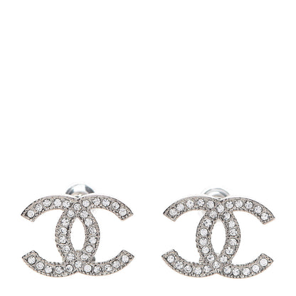 Chanel Crystal CC Earrings Silver 1 of 5