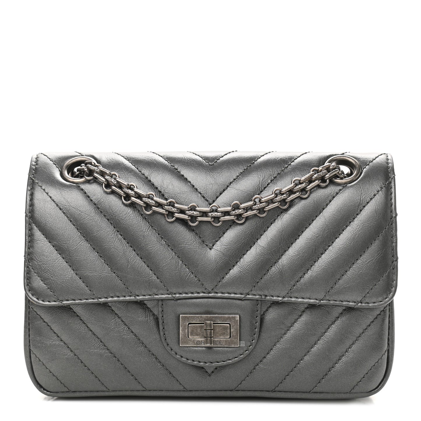 Aged Calfskin Chevron Quilted 2.55 Reissue Mini Flap Grey
