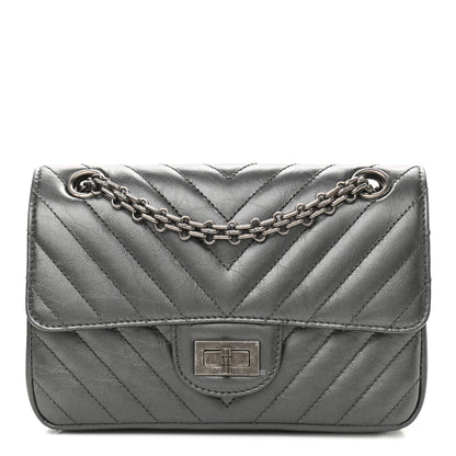 Chanel Aged Calfskin Chevron Quilted 2.55 Reissue Mini Flap Grey 1 of 11