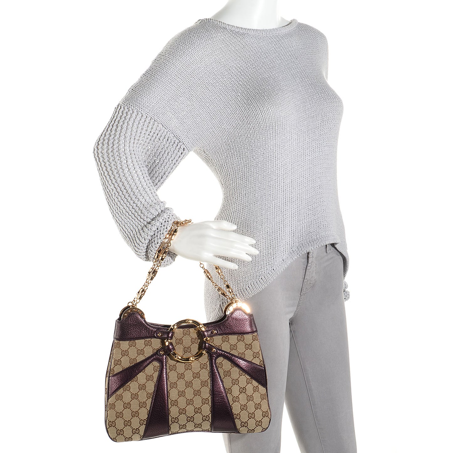 Monogram Bamboo Chain Shoulder Bag Metallic Purple