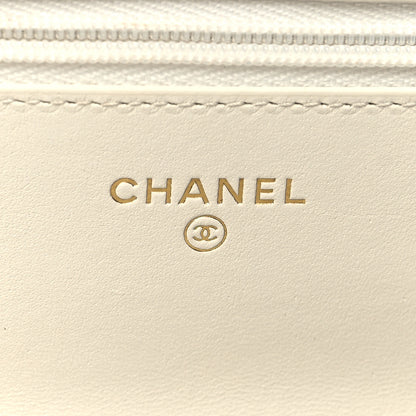 Chanel Lambskin Quilted CC Pearl Crush Wallet on Chain WOC White 7 of 13