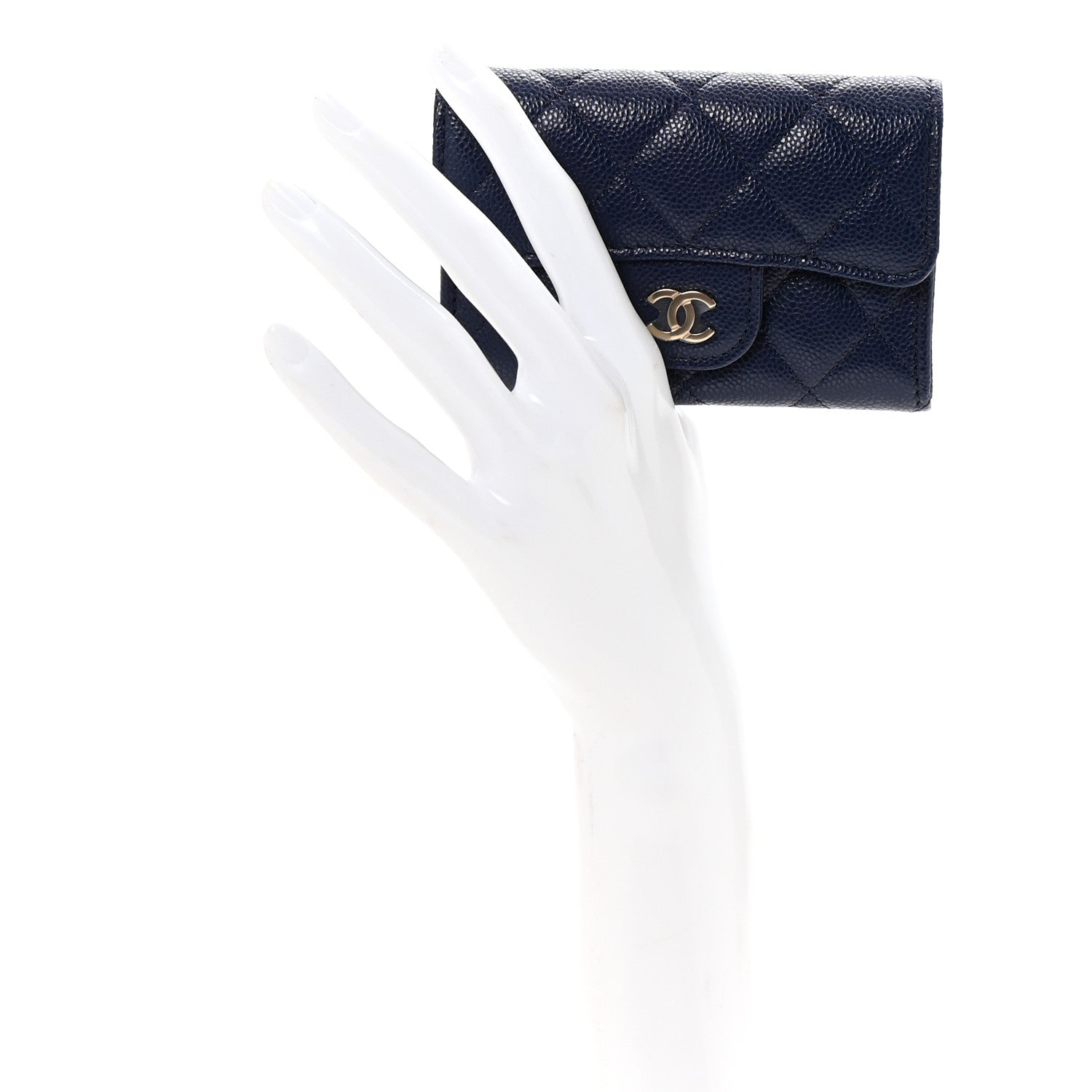 Chanel Caviar Quilted Flap Card Holder Wallet Navy Blue 2 of 9