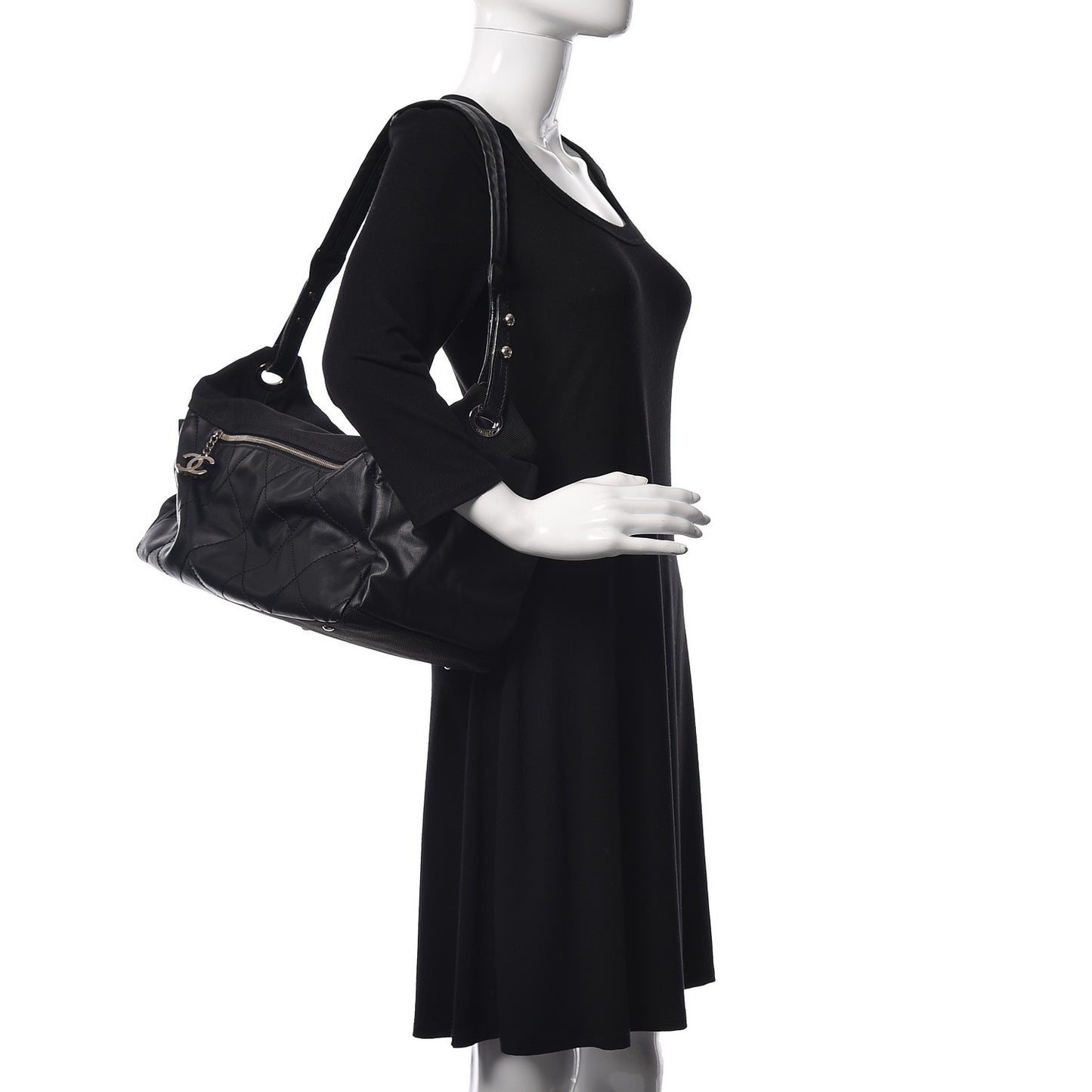 Coated Canvas Paris Biarritz Hobo Black