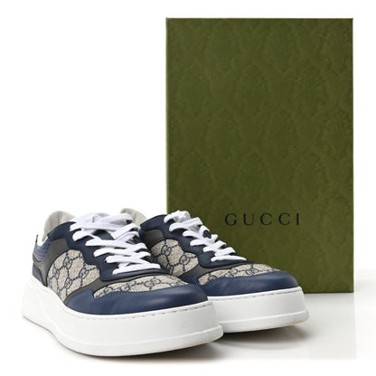 Gucci GG Supreme Calfskin Monogram Mens Interlocking G 55mm Sneakers 9 Beige Blue Black 10 of 10
