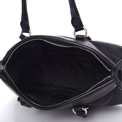Prada Nylon Tessuto Soft Calf Tote Black 5 of 10
