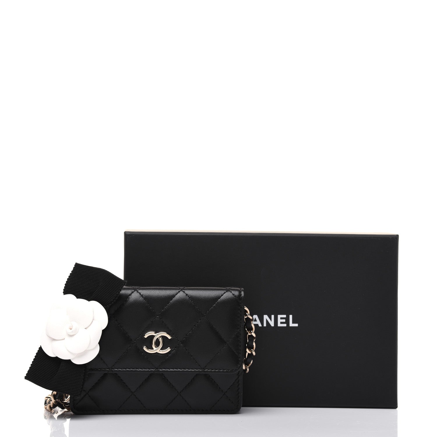 Chanel Lambskin Quilted My Chanel Lady Card Holder On Chain Black 15 of 15