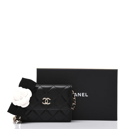 Chanel Lambskin Quilted My Chanel Lady Card Holder On Chain Black 15 of 15