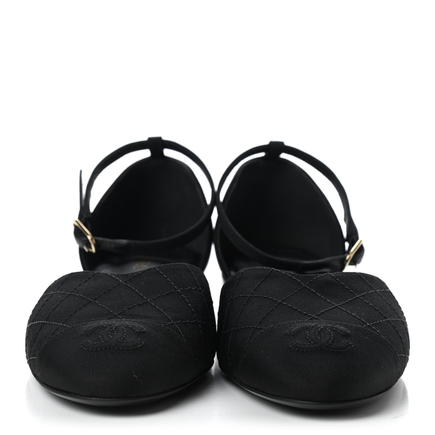 Grosgrain Cap Toe CC Ankle Strap Sandals 40 Black