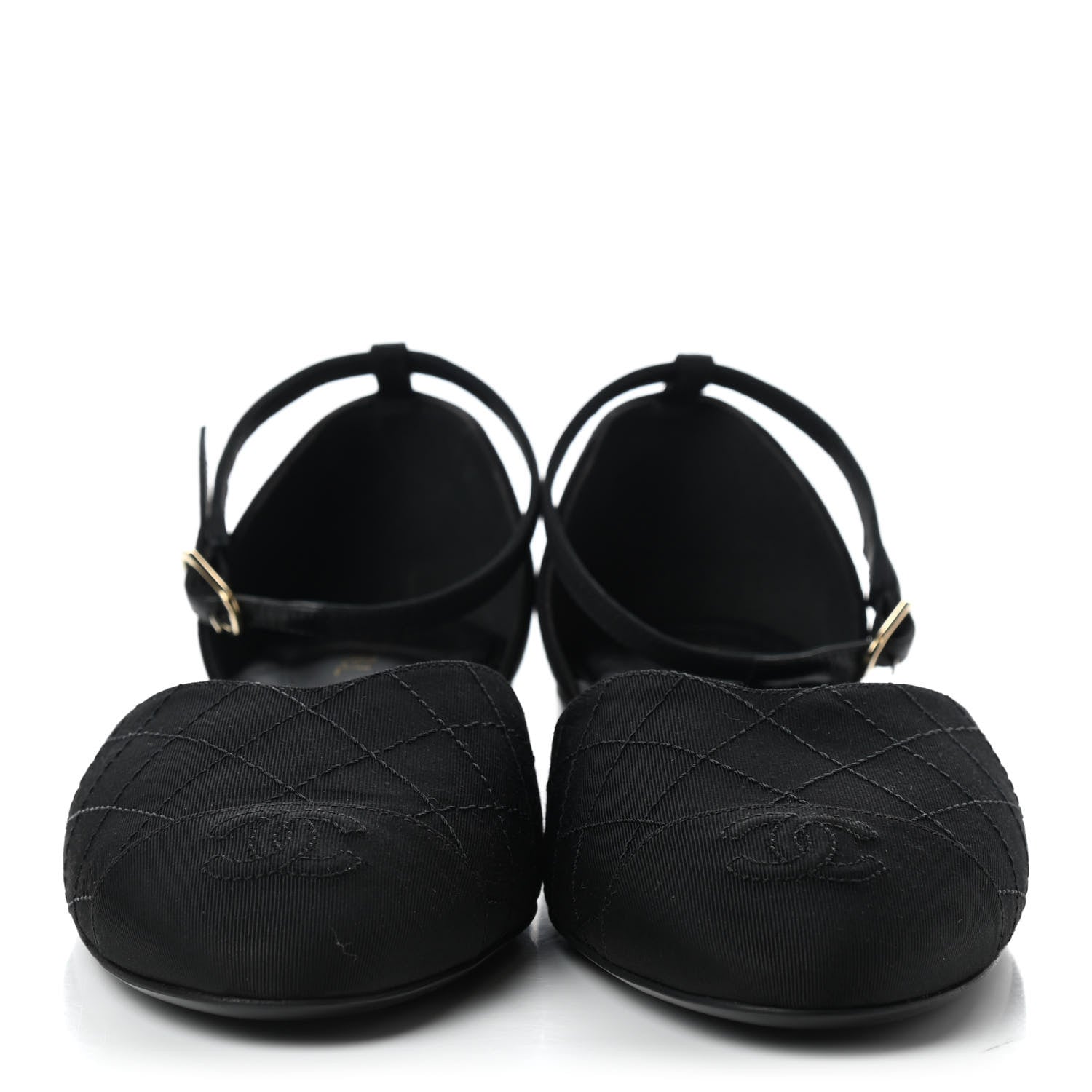 Chanel Grosgrain Cap Toe CC Ankle Strap Sandals 40 Black 2 of 8