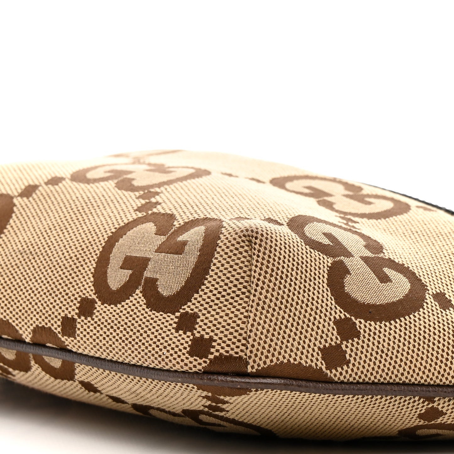 Monogram Jumbo GG Textured Dollar Calfskin Web Belt Bag Camel Ebony New Acero