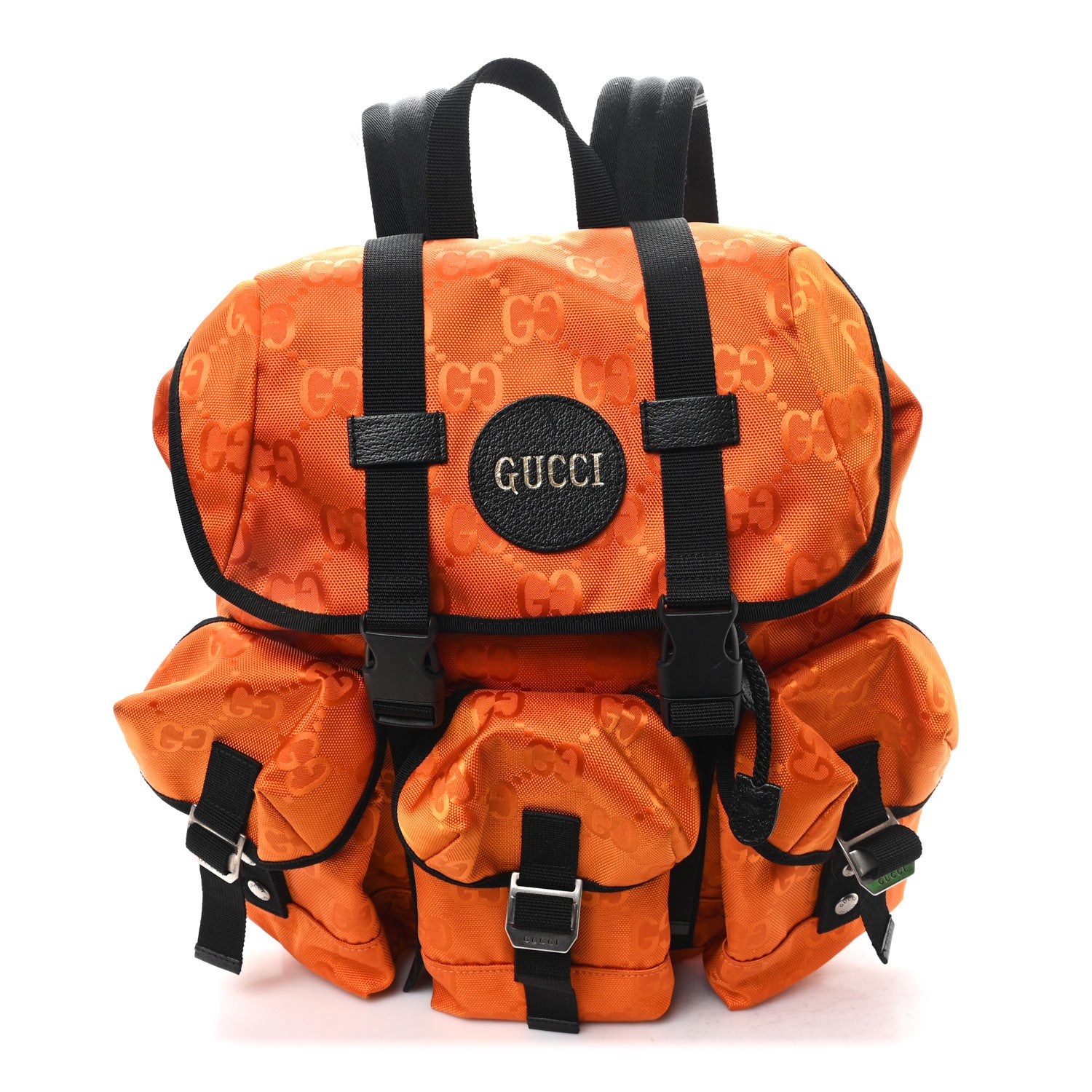 Gucci Econyl Nylon Monogram Off The Grid Utility Pocket Backpack Carrot Orange Black 1 of 10
