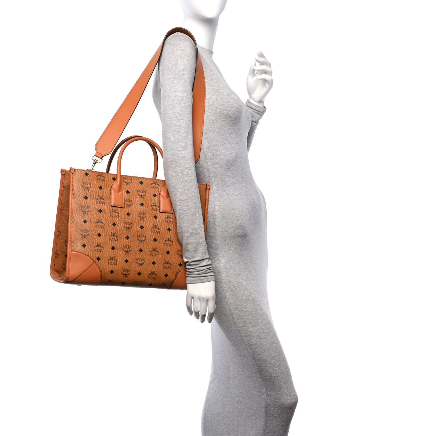 MCM Visetos Large Munchen Tote Cognac 2 of 9