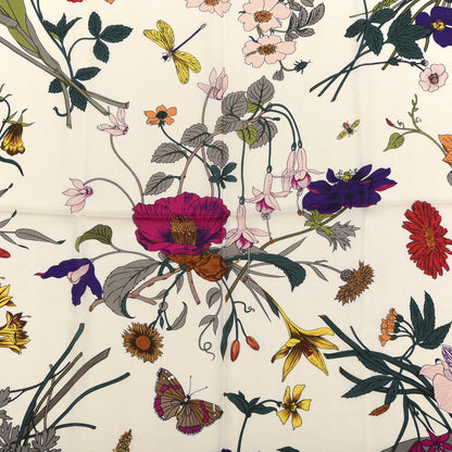 Gucci Silk Flora Gothic Square Scarf Ivory Red 3 of 5
