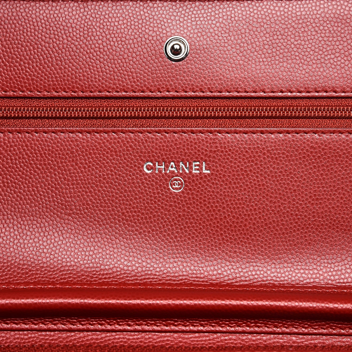 Chanel Caviar Chevron Quilted Wallet On Chain WOC Red 6 of 9