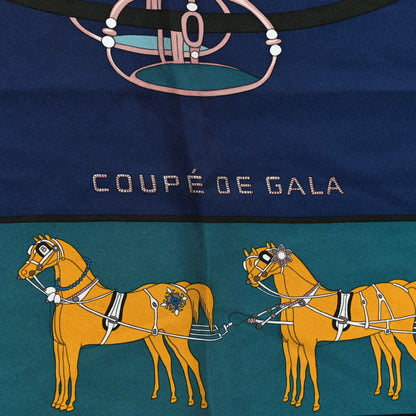 Hermes Silk Coupe De Gala Wash Scarf 90 Marine Petrole Miel 5 of 10