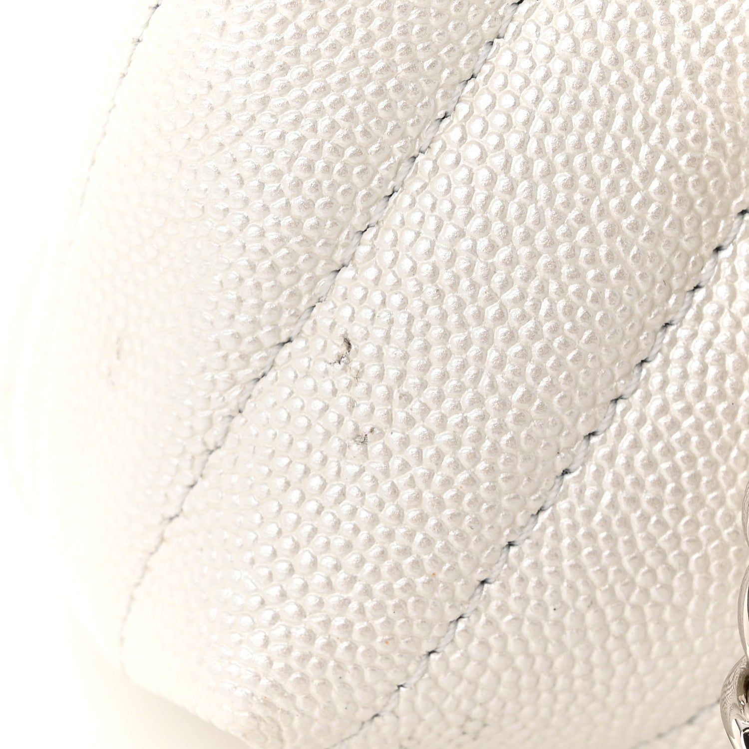 Chanel Iridescent Caviar Chevron Quilted Mini Coco Handle Flap White 12 of 12