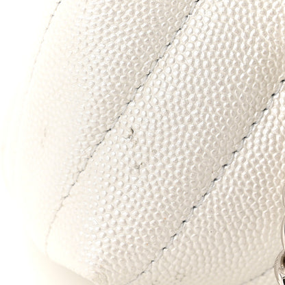 Chanel Iridescent Caviar Chevron Quilted Mini Coco Handle Flap White 12 of 12