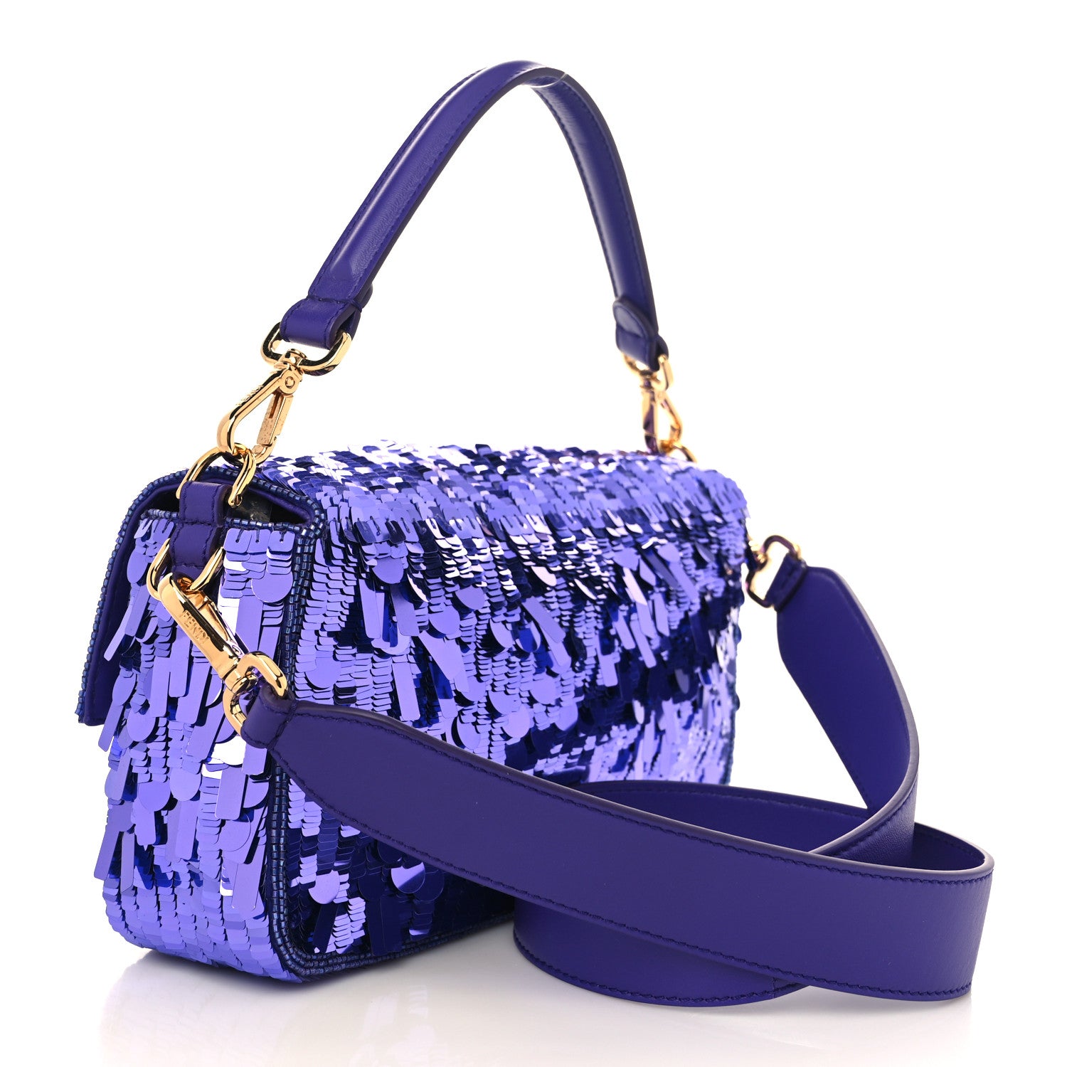 Fendi Sequin Paillettes Shiny Nappa Sex and the City Baguette Viola Purple Rain 3 of 8