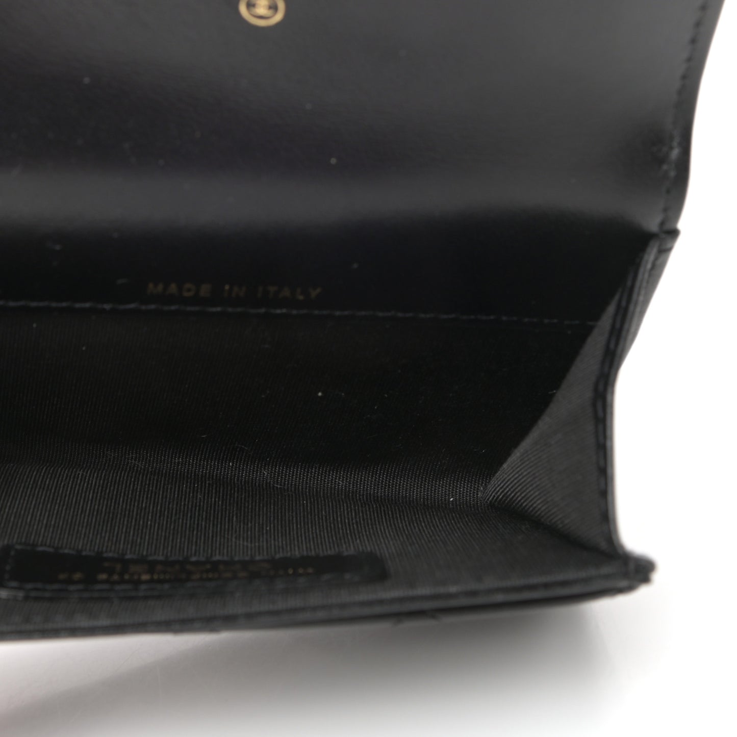 Lambskin Quilted CC Button Flap Card Holder Black