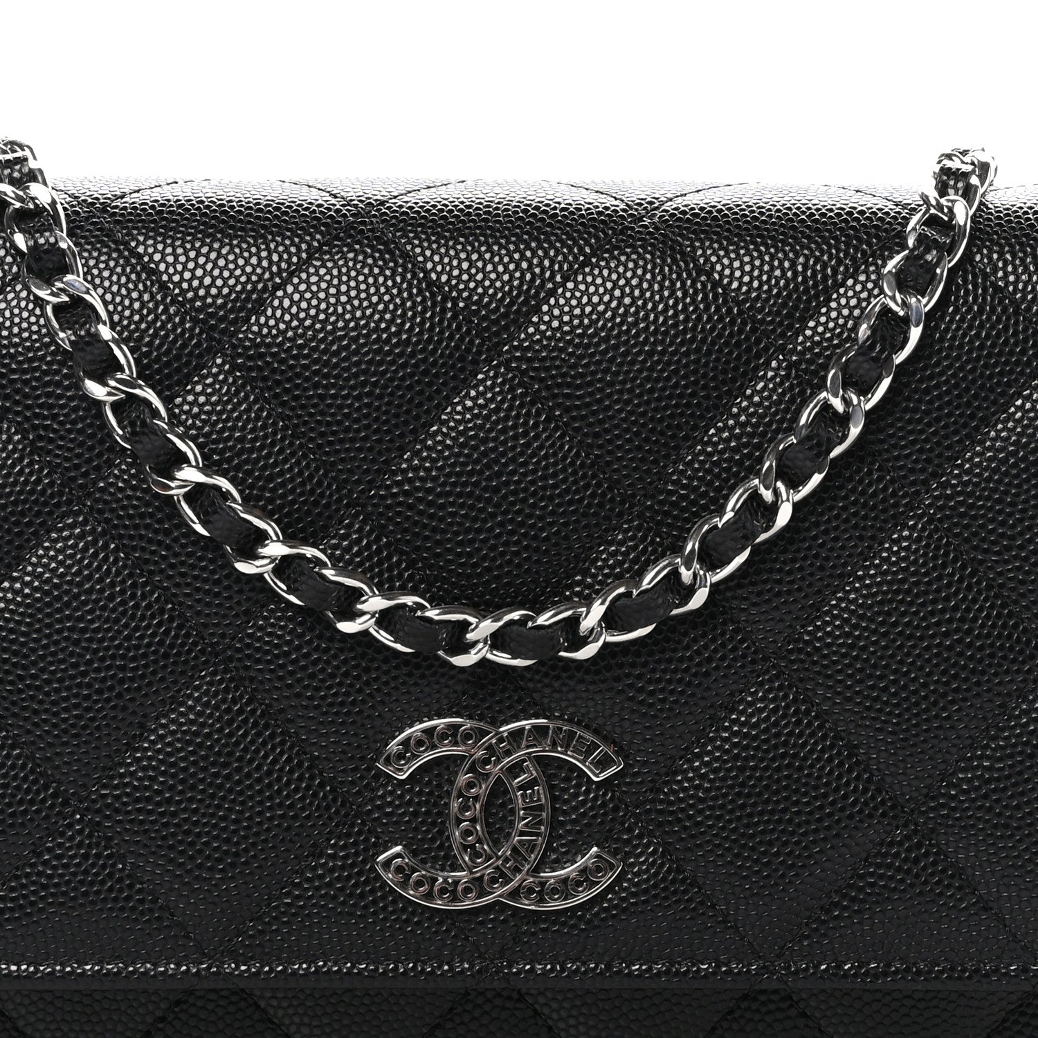 Chanel Caviar Quilted CC Logo Wallet on Chain WOC Black 9 of 11
