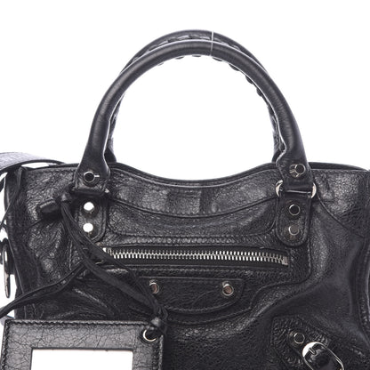 Balenciaga Agneau Classic Silver Hardware Mini City Logo Strap Black 10 of 10